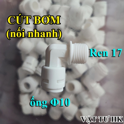 Cút bơm ren 17 ra ống 10 mm dùng cho máy lọc nước RO gia đình