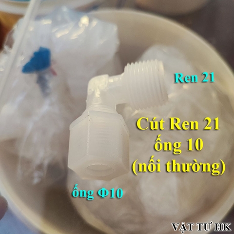 Cút ren 21 ra ống phi 10 mm nối thường dùng cho máy lọc nước RO gia đình