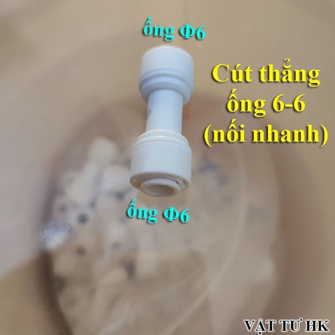 Cút thẳng ống phi 6-6 mm nối nhanh dùng cho máy lọc nước RO gia đình