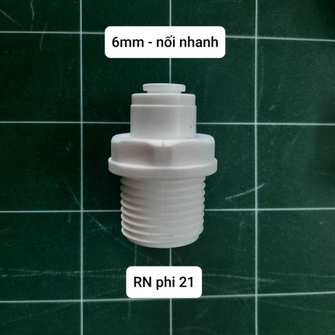 Cút thẳng ren 21 ra ống 6 mm dùng cho máy lọc nước RO gia đình