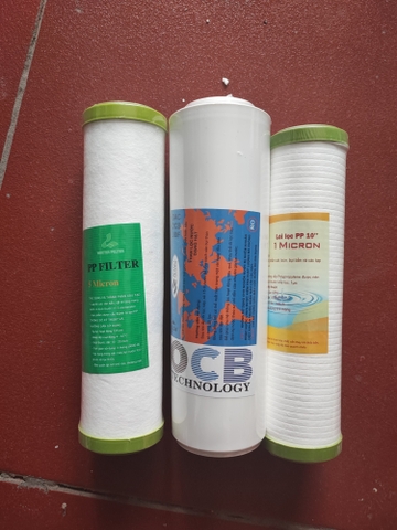 Bộ 3 lõi lọc thô số 123 dùng cho máy lọc nước RO gia đình PP-OCB-PP
