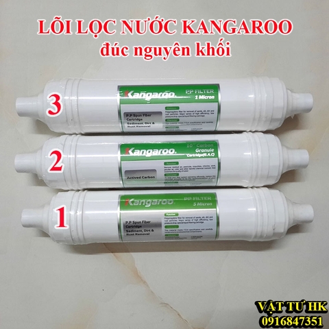 Bộ 3 lõi lọc thô dạng đúc số 123 dùng cho máy lọc nước RO KANGAROO