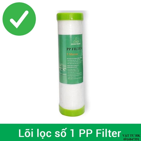 Lõi lọc thô số 1 PP 5 Micron Có bịt đầu dùng cho máy lọc nước RO gia đình
