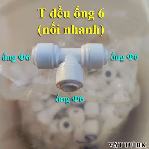 Cút chữ T đều ống phi 6mm nối nhanh dùng cho máy lọc nước RO gia đình