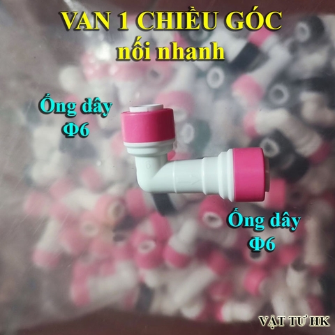 Van một chiều góc - Nối nhanh ống phi 6mm dùng cho máy lọc nước RO gia đình