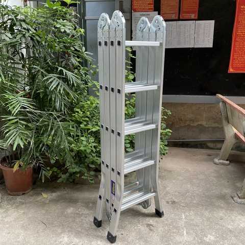 Thang nhôm Ninda ND-405 gấp chữ M, cao 5m7