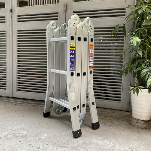 Thang nhôm Ninda ND-403 gấp chữ M, cao 3m7