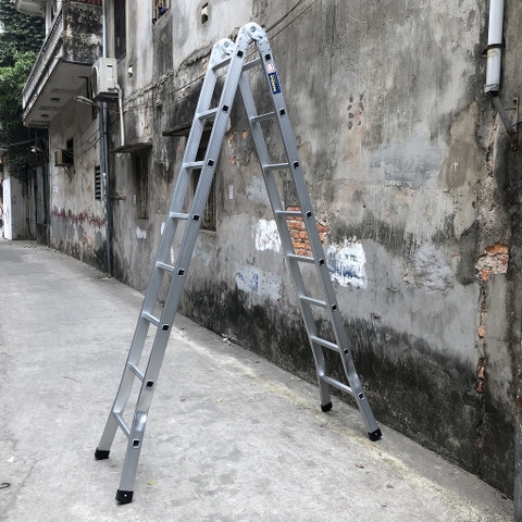 Thang nhôm NiNDA  ND-209 gấp chữ A 2m5, duỗi thẳng 5m