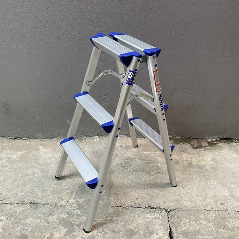 Thang ghế gấp chữ A NiNDA ND-R03 loại 3 bậc, chất liệu nhôm cao cấp