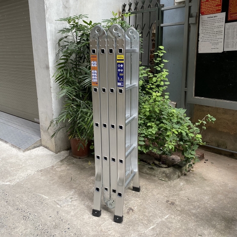 Thang nhôm Ninda ND-405 gấp chữ M, cao 5m7