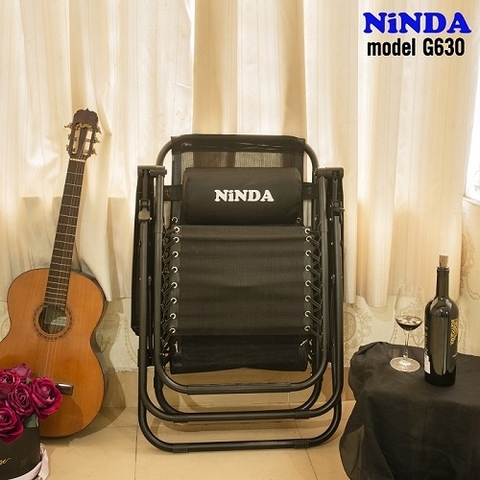 Ghế xếp thư giãn NiNDA G630 gấp gọn cao cấp, khung thép chắc chắn.