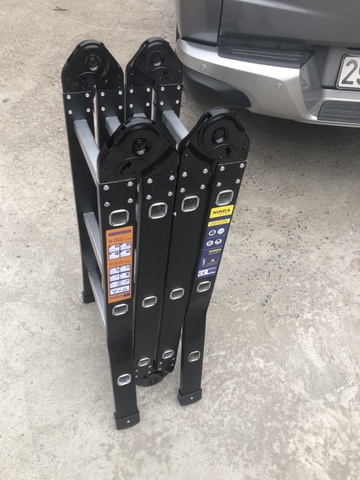 Thang nhôm NiNDA ND-403B gấp chữ M, cao 3m7, thang chuyên dụng cho thợ điều hòa, điện lạnh