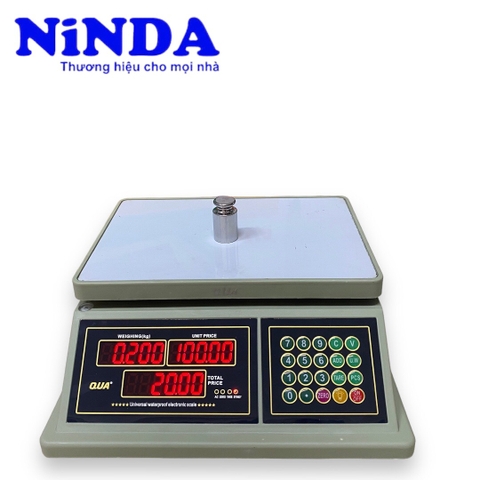Cân điện tử tính tiền NiNDA QUA 832 tải 30kg chống nước, độ chính xác cao
