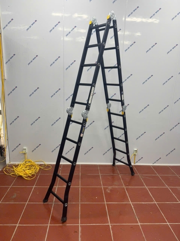 Thang nhôm NiNDA NDB-405 gấp chữ M, cao 5m7, thang chuyên dụng cho thợ điều hòa, điện lạnh