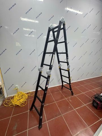 Thang nhôm NiNDA NDB-404 gấp chữ M, cao 4m7, thang chuyên dụng cho thợ điều hòa, điện lạnh