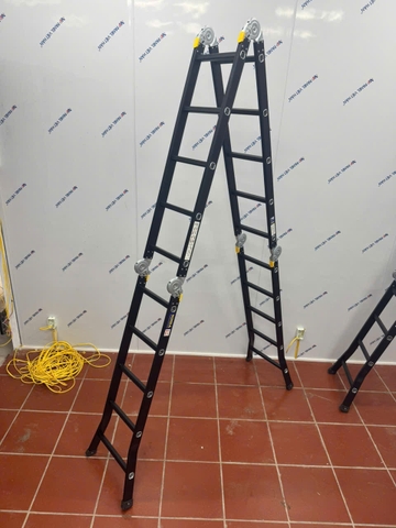 Thang nhôm NiNDA NDB-405 gấp chữ M, cao 5m7, thang chuyên dụng cho thợ điều hòa, điện lạnh