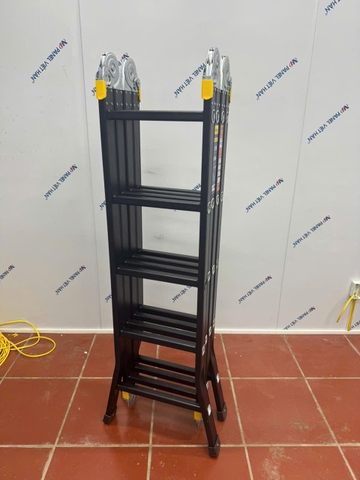 Thang nhôm NiNDA NDB-405 gấp chữ M, cao 5m7, thang chuyên dụng cho thợ điều hòa, điện lạnh