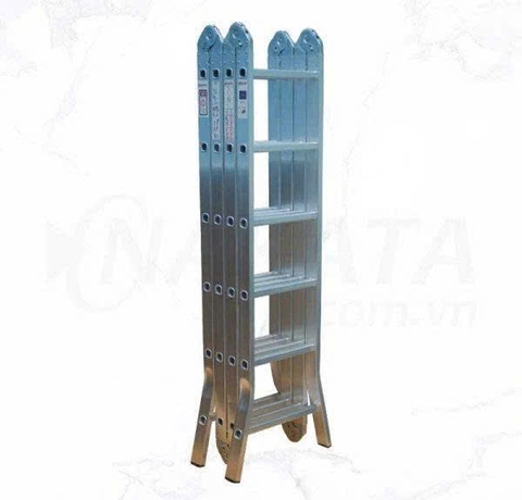 Thang nhôm Ninda ND-406 gấp chữ M, cao 6m7