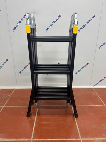 Thang nhôm NiNDA NDB-403 gấp chữ M, cao 3m7, thang chuyên dụng cho thợ điều hòa, điện lạnh