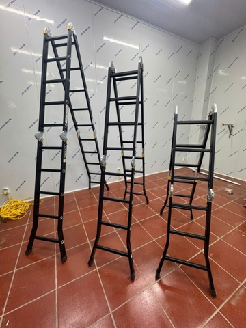 Thang nhôm NiNDA NDB-404 gấp chữ M, cao 4m7, thang chuyên dụng cho thợ điều hòa, điện lạnh