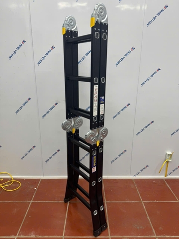 Thang nhôm NiNDA NDB-403 gấp chữ M, cao 3m7, thang chuyên dụng cho thợ điều hòa, điện lạnh