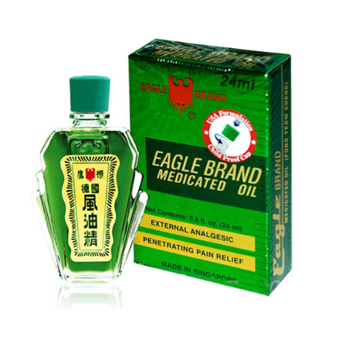 Dầu Nước Xanh 2 Nắp Eagle Brand Medicated Oil Hiệu Con Ó Của Mỹ 24ml