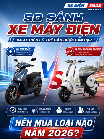So Sánh Xe Máy Điện Và Xe Điện Có Thể Gắn Được Bàn Đạp: Nên Mua Loại Nào Năm 2026 Tại Xe Điện Smile?
