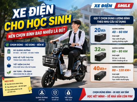 Xe Điện Cho Học Sinh Nên Chọn Bình Bao Nhiêu Là Đủ?