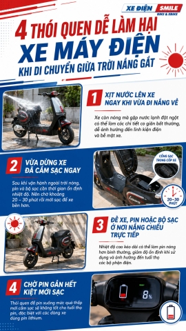 Đi Xe Máy Điện Mùa Nắng - Những Sai Lầm Cần Tránh Để Xe Luôn Bền Đẹp