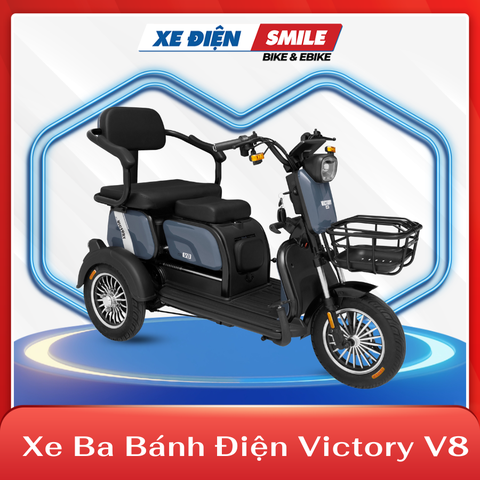 Xe ba bánh điện Victory V8 màu xanh dương, Xe điện ba bánh cho người lớn tuổi, xe ba bánh hồ chí minh