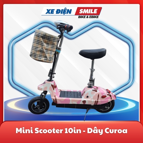 Xe điện Mini Scooter bánh 10in màu hồng lính