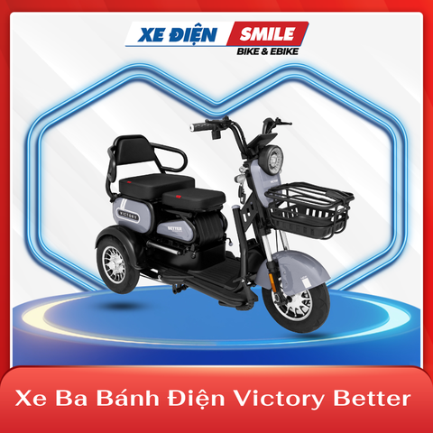 Xe ba bánh điện Victory Better màu xám ghi