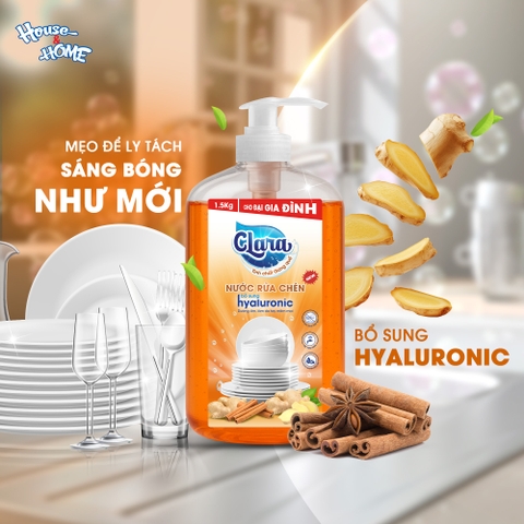 Nước rửa chén Clara tinh chất gừng quế 1,5kg