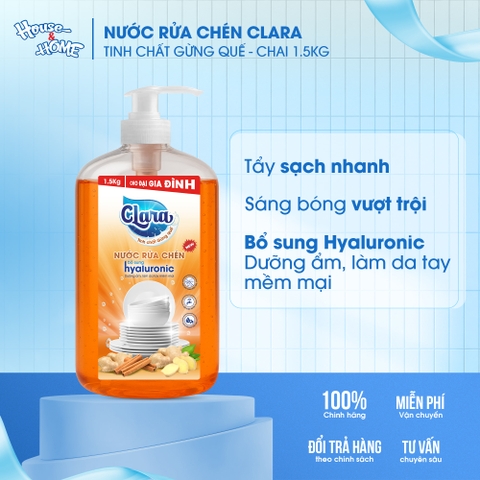 Nước rửa chén Clara tinh chất gừng quế 1,5kg
