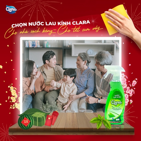 Nước lau kính Clara, 500ml, hương trà xanh