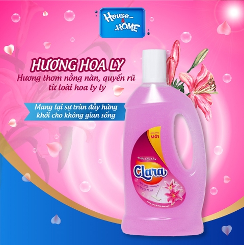 Nước lau sàn Clara - Hương hoa ly - chai 1L