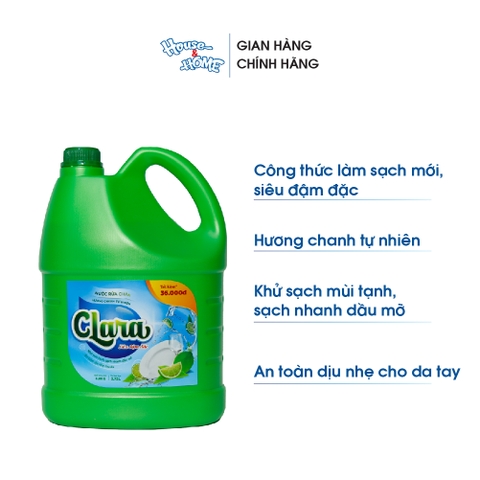 Nước rửa chén Clara - Hương chanh tự nhiên - can 3.8kg