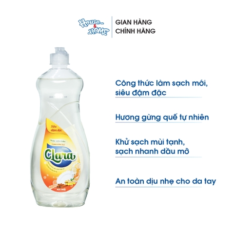 Nước rửa chén Clara - Hương gừng quế - chai 750g