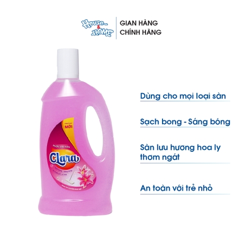 Nước lau sàn Clara - Hương hoa ly - chai 1L