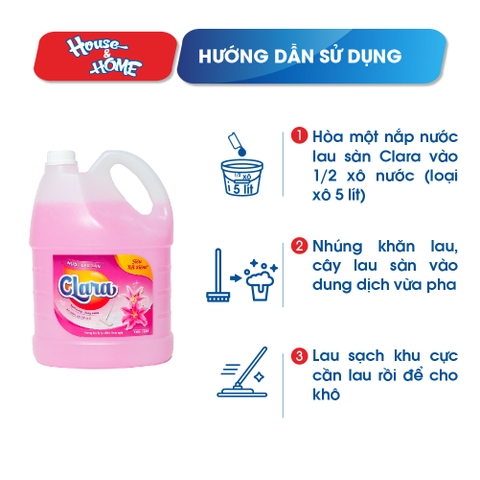 Nước lau sàn Clara - Hương hoa ly - can 3.8kg