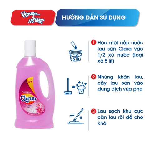Nước lau sàn Clara - Hương hoa ly - chai 1L