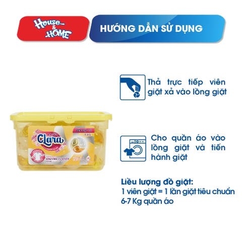 Viên giặt xả Clara - Hương hoa ngọt ngào - hộp 30 viên