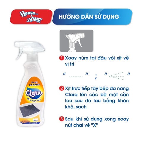 Tẩy bếp đa năng Clara - Hương quế - chai 500ml