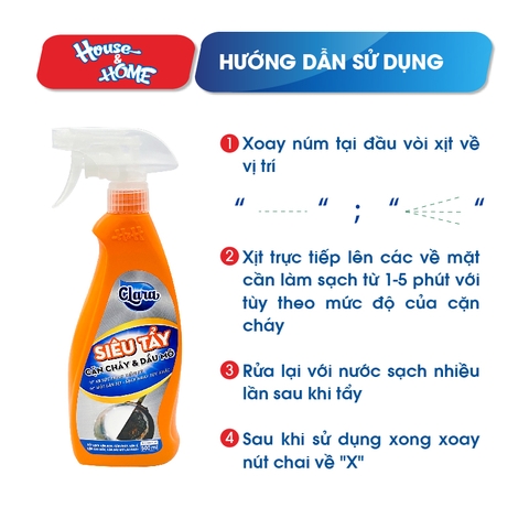 Siêu tẩy cặn cháy và dầu mỡ Clara - chai 500ml