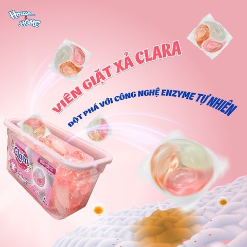 Viên giặt xả Clara - Hương hoa thanh khiết - hộp 30 viên