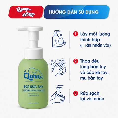 Bọt rửa tay Clara - Hương fresh flower 300ml