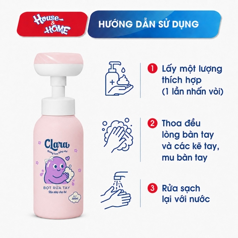 Bọt rửa tay Clara - Hương hoa hồng nhỏ 300ml