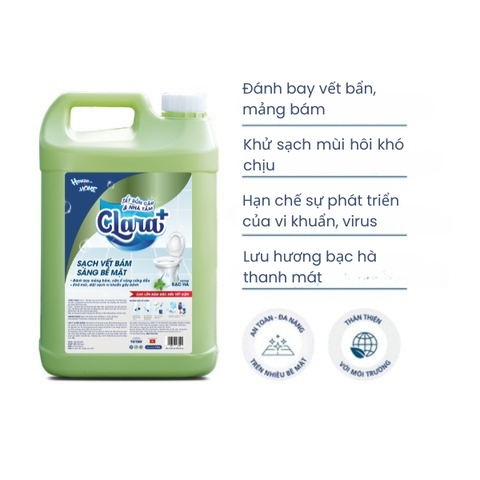 Nước tẩy bồn cầu Clara+ hương bạc hà - Can 9,5Kg