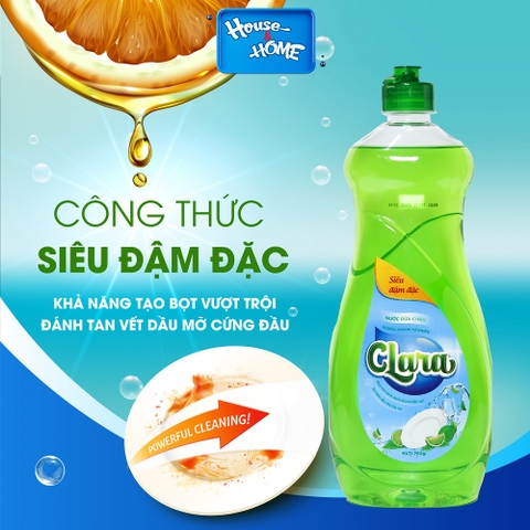 Nước rửa chén Clara - Hương Chanh tự nhiên - chai 750g