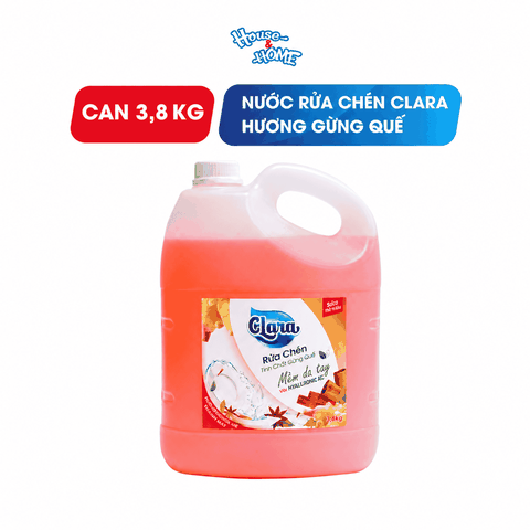 Nước rửa chén Clara - Tinh chất gừng quế - can 3.8kg